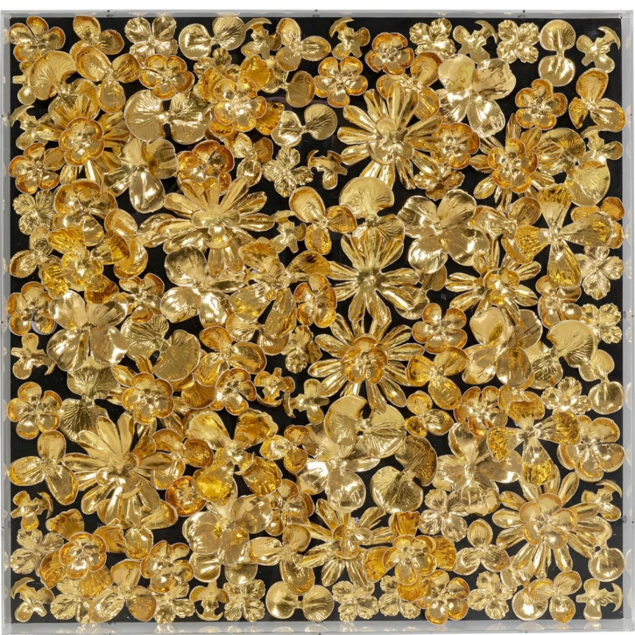 "KARE Design Gold Floral Deco Frame Wall Art - 60x60cm Modern Home Decor"