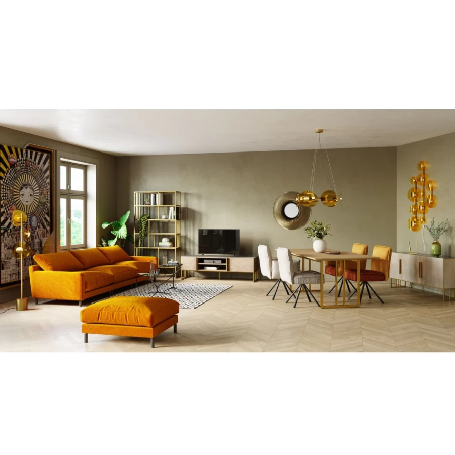 KARE Design Amber Stool - Modern Bar Stool with Wooden Legs & Upholstered Seat