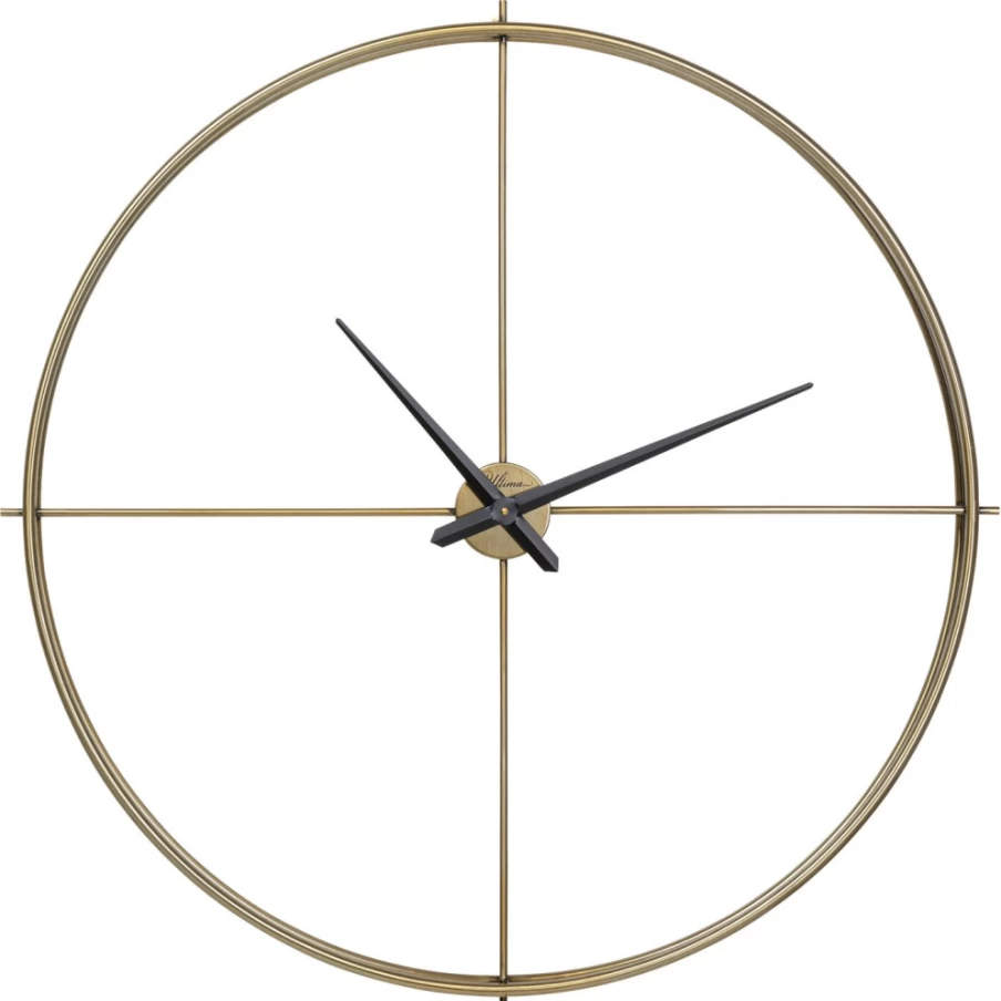 KARE Design Modern Wall Clock - 95cm Brass Round Minimalist Decorative Clock for Living Room