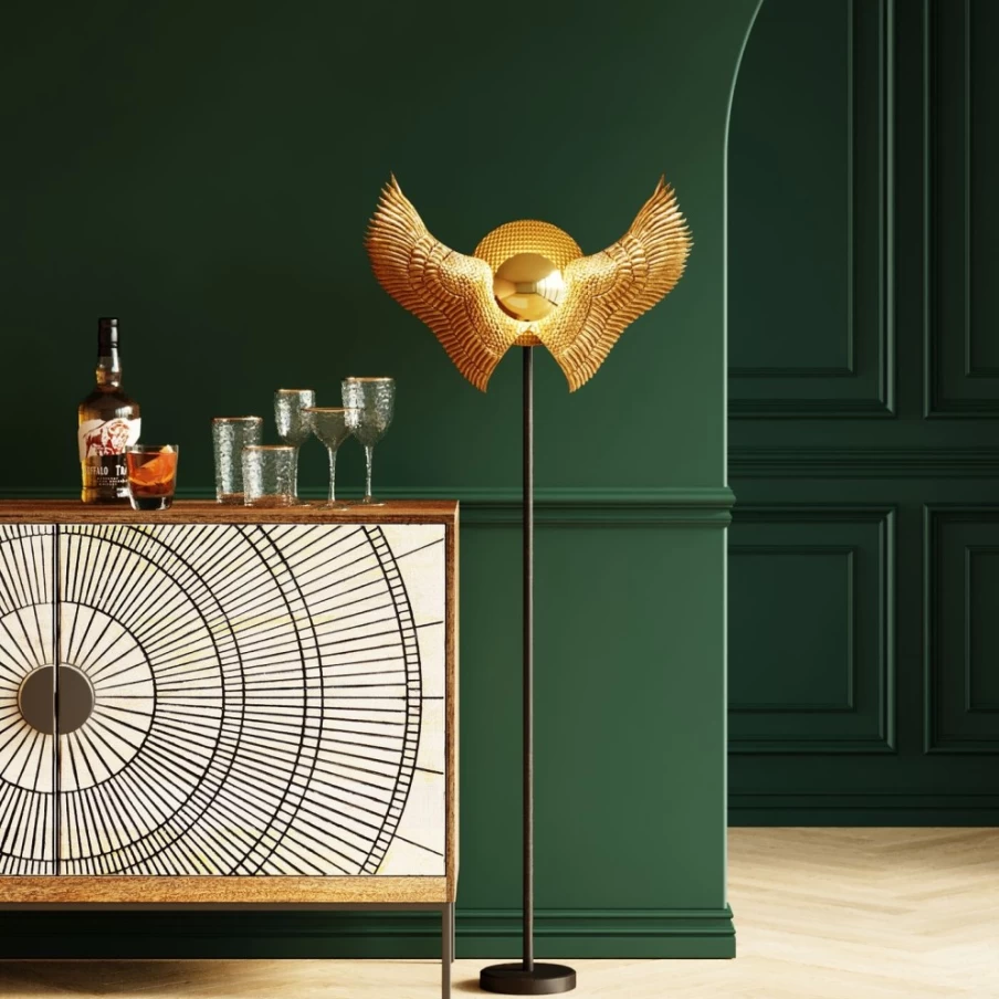 KARE Design Modern Floor Lamp with Bird Wings - 168cm Tall Standing Light for Living Room