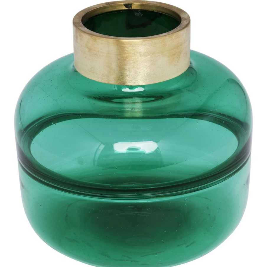 KARE Design Positano Green Ceramic Vase 21cm - Handmade Belly Art Pot for Home Decor