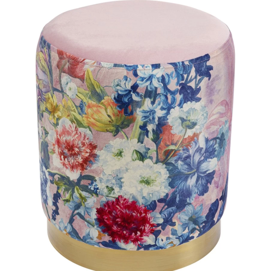 KARE Design Modern Cherry Blossom Rose Brass Stool - 32cm Height, Elegant Bar Stool for Home Decor