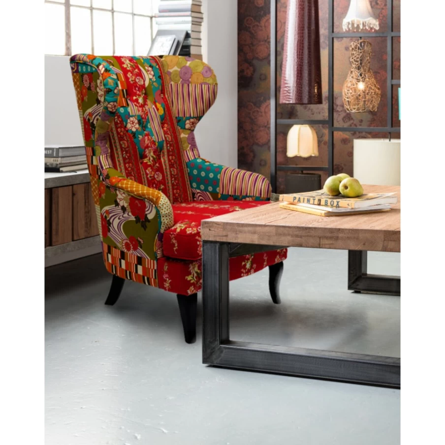 "KARE Design Patchwork Red Armchair - Modern Unique Lounge Chair"