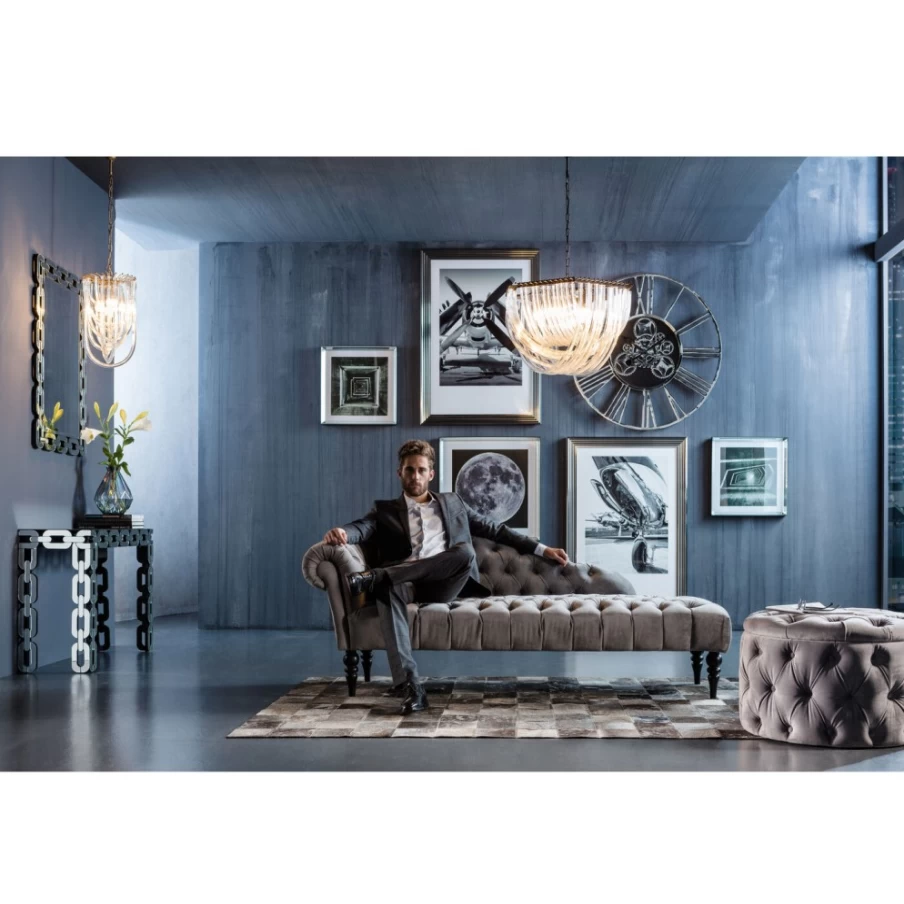 KARE Design Velvet Recamiere Lounge Chair in Silver - Luxurious Desire Collection