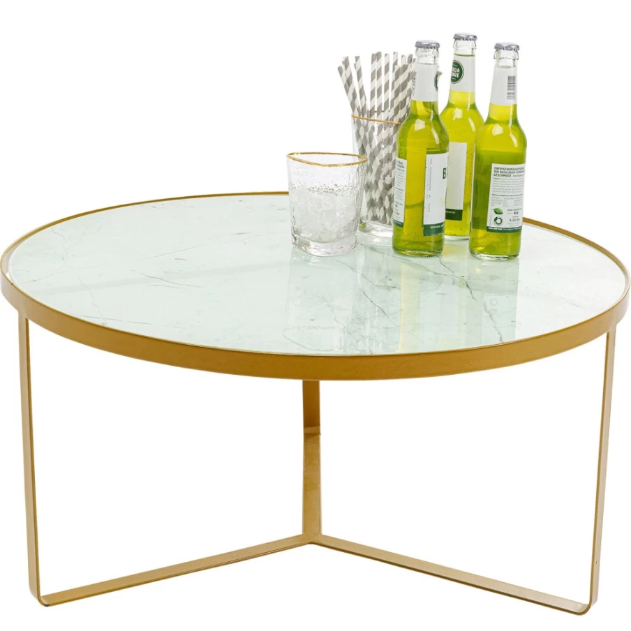 KARE Design Modern Side Table with Marble Top and Gold Base - Model O55