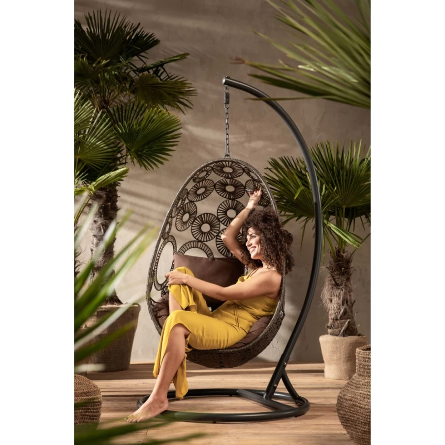 KARE Design Hanging Chair Ibiza - Brown Rattan Swing Chair for Indoor Outdoor Relaxation