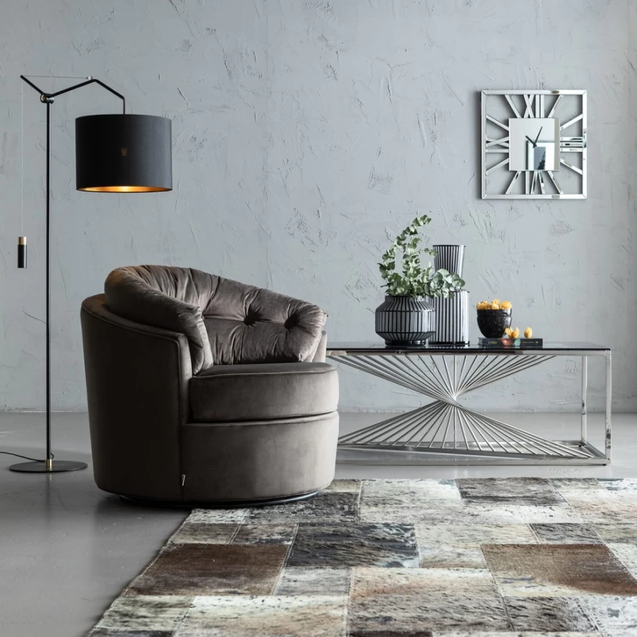 KARE Design Swivel Armchair in Music Hall Grey - Modern Rotating Lounge Chair