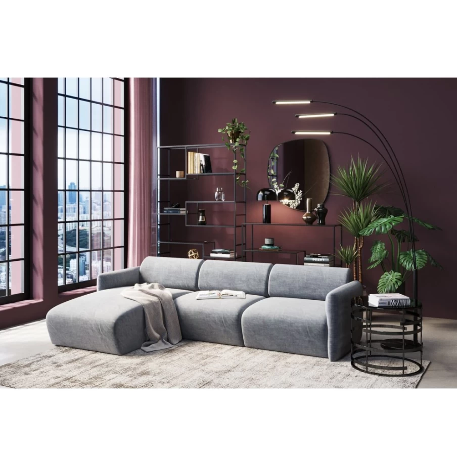 KARE Design Lucca Left-Facing Corner Sofa 255cm in Grey – Modern Modular Sectional Couch