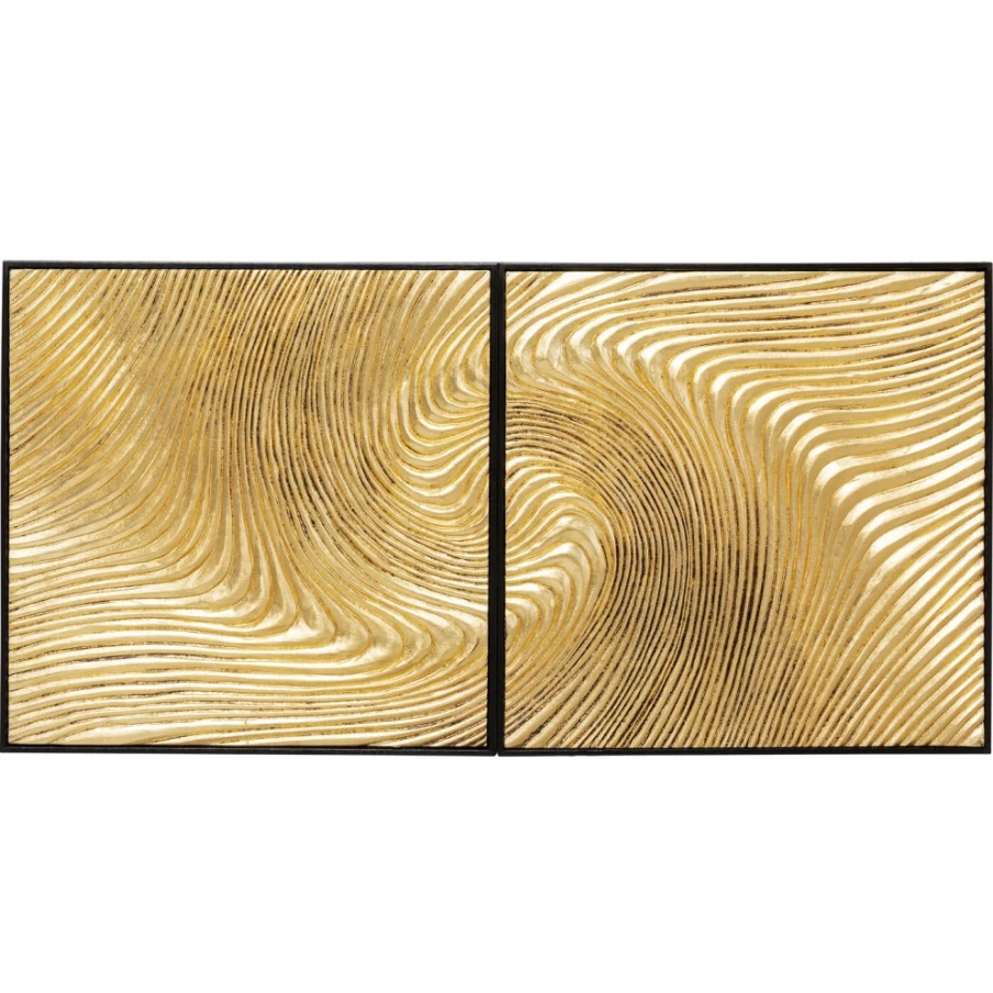 KARE Design Modern Gold Wave Wall Art Picture Set of 2