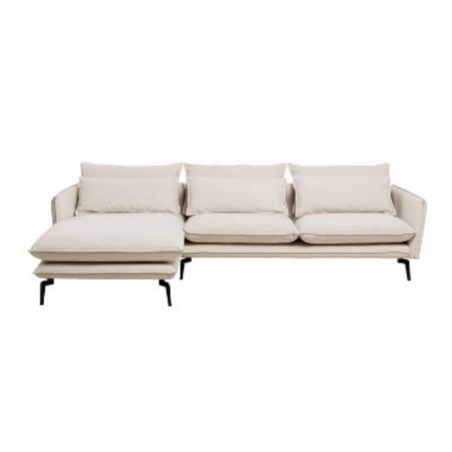 KARE Design Modern Left-Facing Corner Sofa in Cream - 296cm Monza Style Luxury Sectional for Living Room