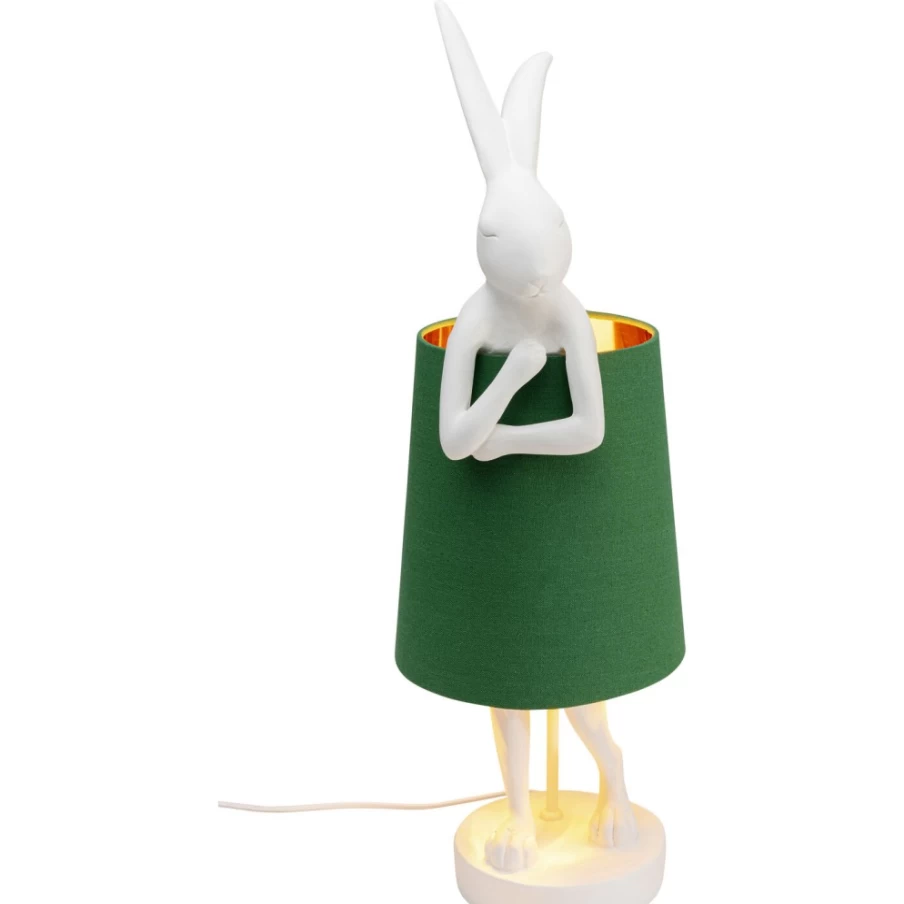 KARE Design Modern Rabbit Table Lamp - 68cm Tall White & Green Decorative Lighting