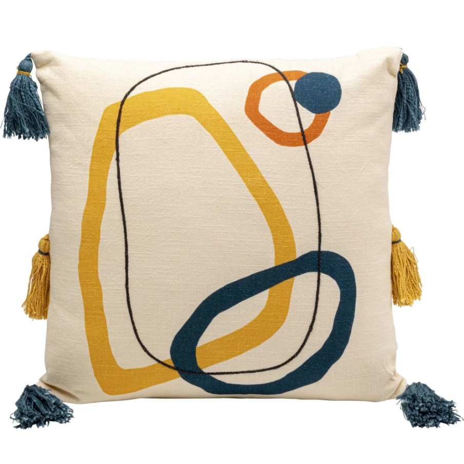 KARE Design Modern Abstract Circle Cushion Cover 50x50 cm Decorative Pillow Case Home Art Accent