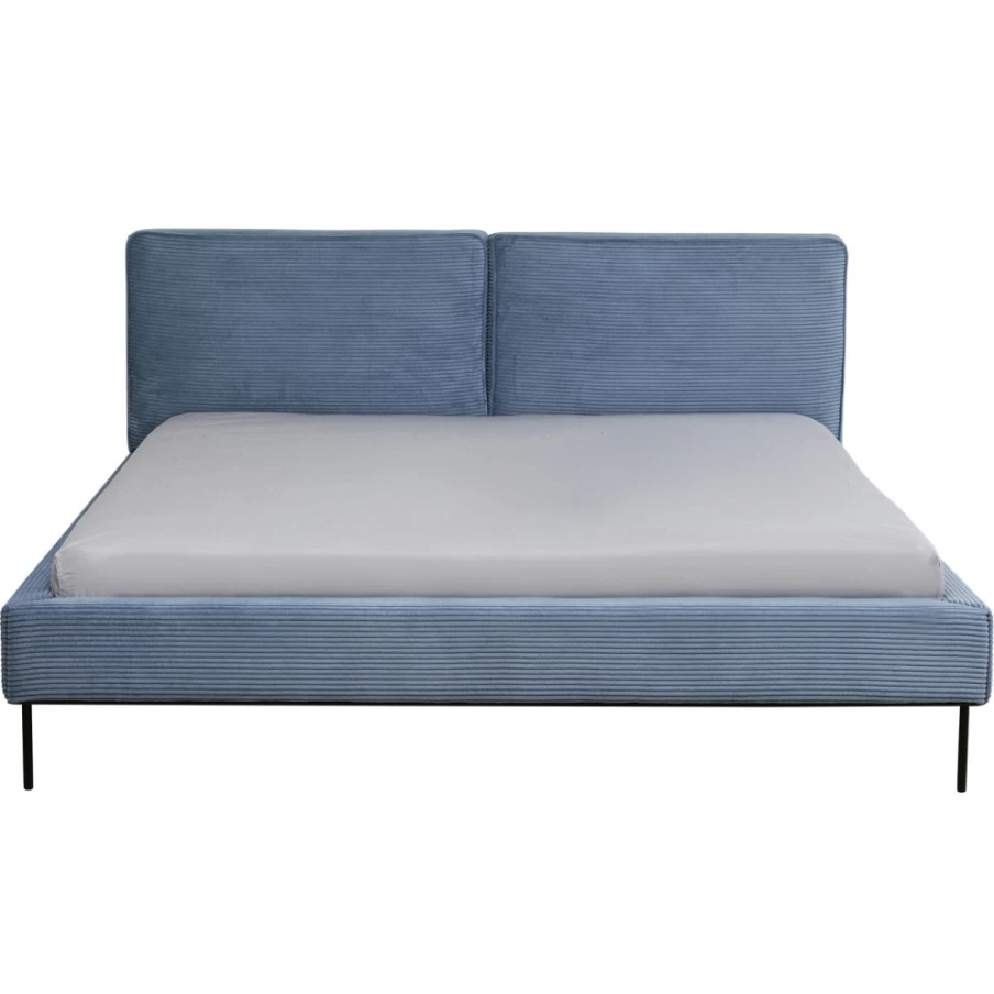 "KARE Design Modern Blue East Side Bed Frame 180x200cm – Cord Upholstered Queen Size"