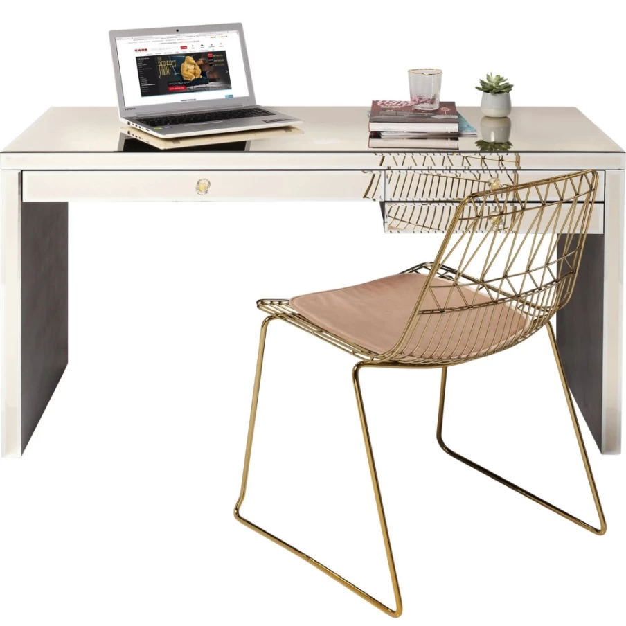 KARE Design Luxury Champagne Gold Desk 140x60cm Modern Executive Office Furniture