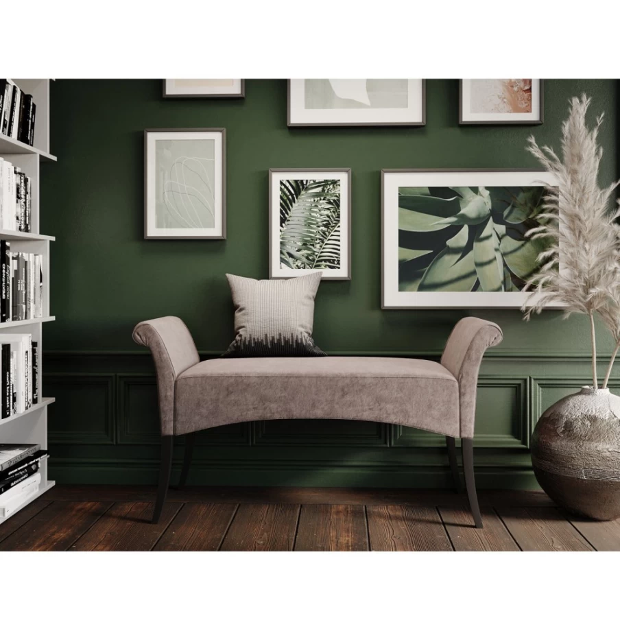 KARE Design Bench Motley Velvet Upholstered Silver Grey Modern Lounge Seating