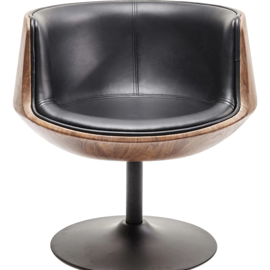 "KARE Design Modern Swivel Armchair with Walnut Finish - Stylish Club Chair for Living Room"