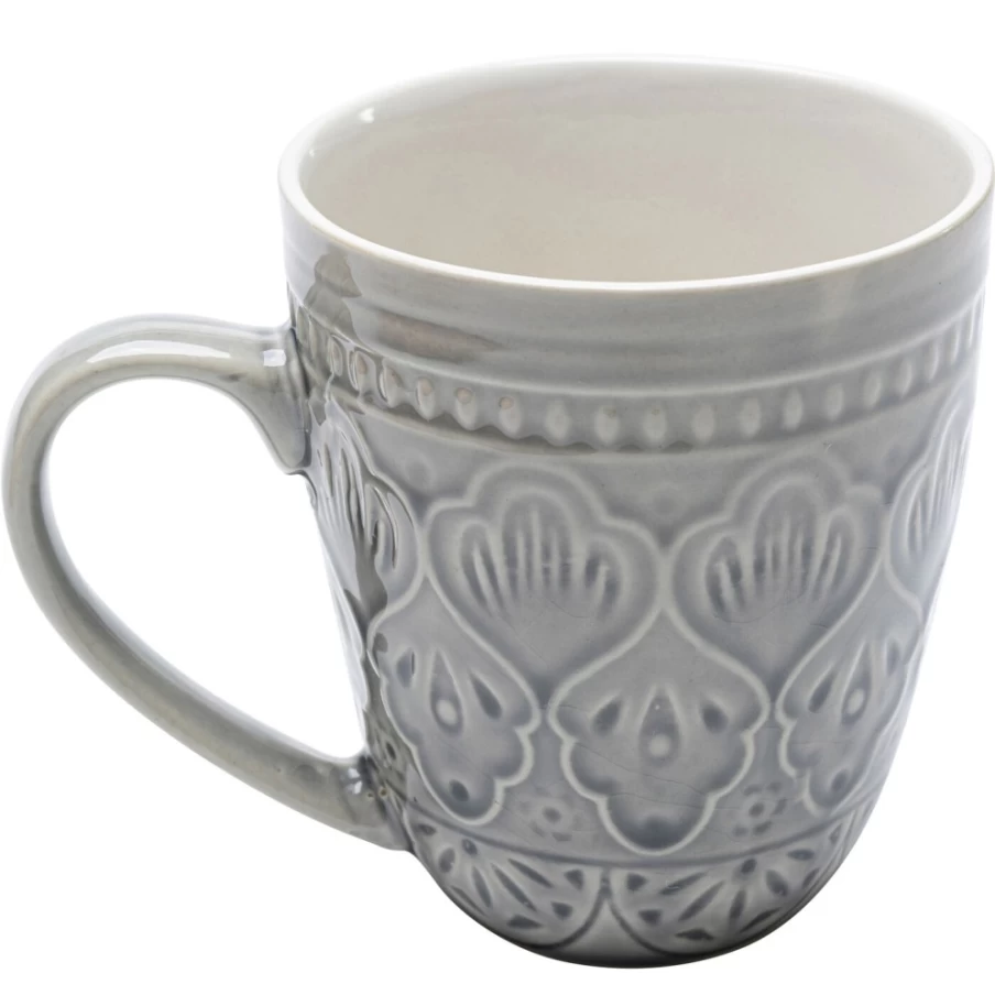KARE Design Sicilia Mandala Grey Ceramic Cup 10cm Handmade Decorative Coffee Mug