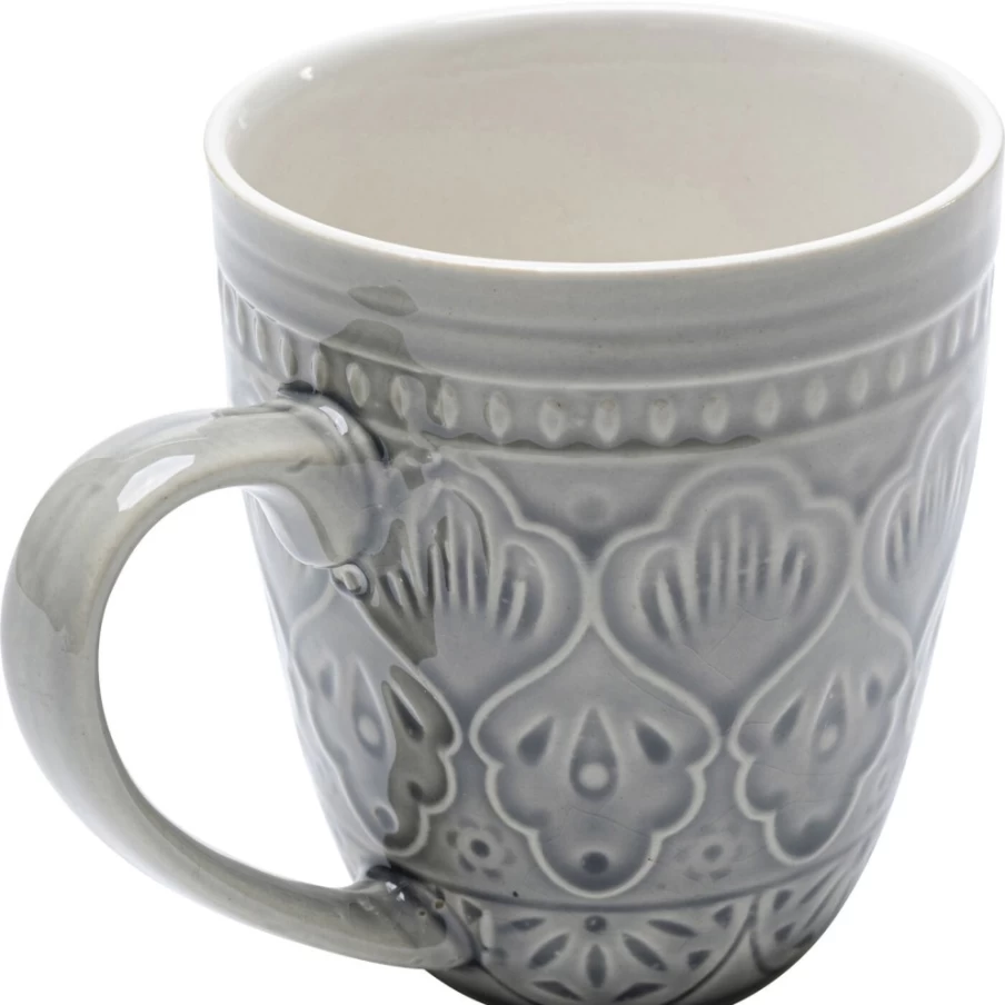 KARE Design Sicilia Mandala Grey Ceramic Cup 10cm Handmade Decorative Coffee Mug