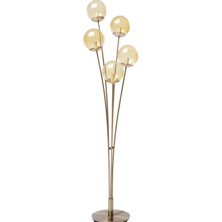 "KARE Design Modern Five Balls Amber Brass Floor Lamp – Elegant Lighting for Living Room"