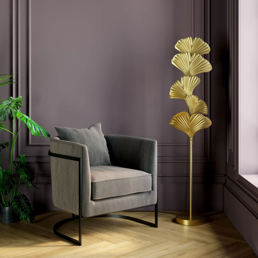 KARE Design Yuva 160cm Gold Floor Lamp - Modern Tall Standing Light for Living Room