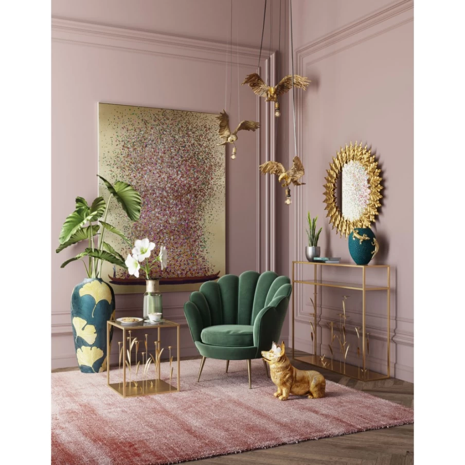 "KARE Design Gold Pink Floral Boat Picture 120x160cm Wall Art Canvas Print"