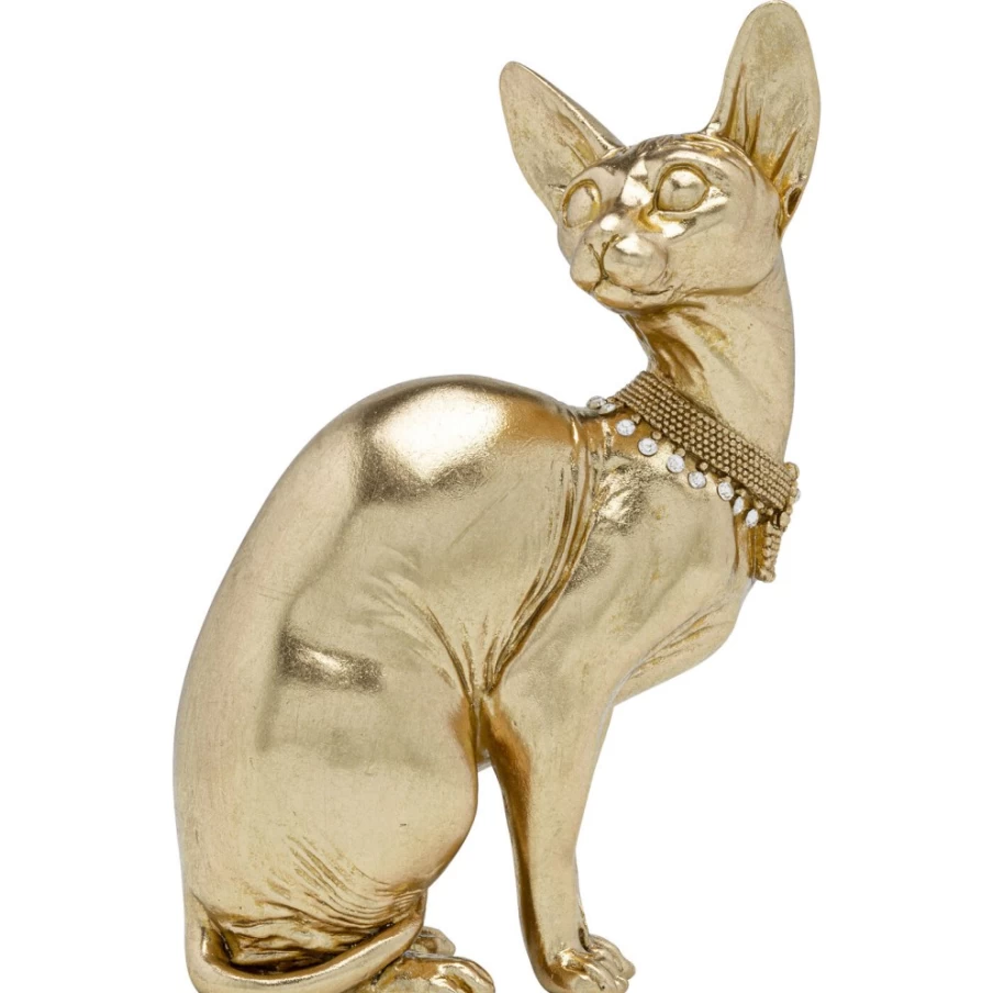KARE Design Modern Gold Cat Statue - Audrey Sitting Cat Decor Figurine 27cm Home Art