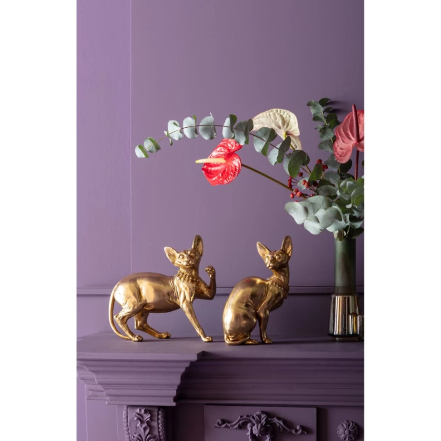 KARE Design Modern Gold Cat Statue - Audrey Sitting Cat Decor Figurine 27cm Home Art