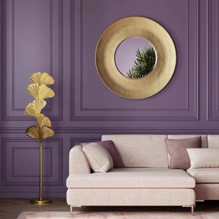 KARE Design Modern Gold Planet Wall Mirror - 108cm Round Decorative Mirror for Living Room