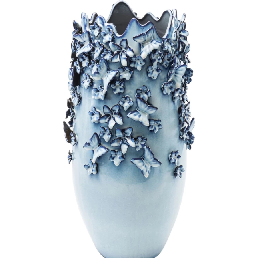 "KARE Design Modern Light Blue Butterfly Vase - 50cm Handcrafted Home Decor"