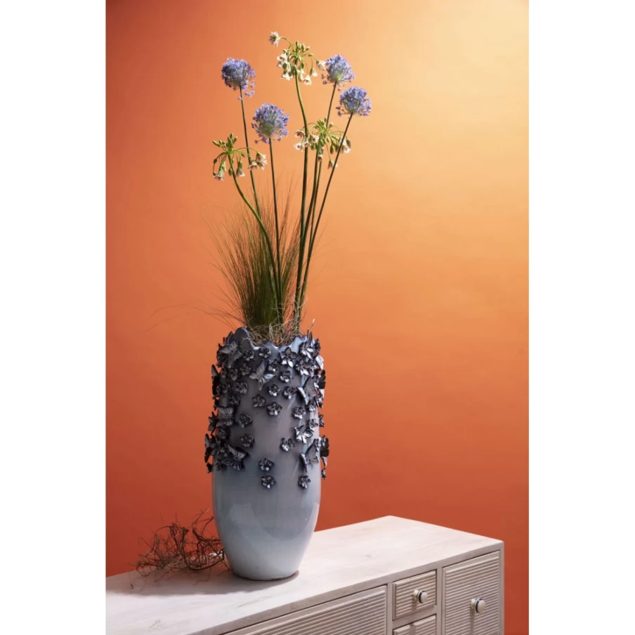 "KARE Design Modern Light Blue Butterfly Vase - 50cm Handcrafted Home Decor"