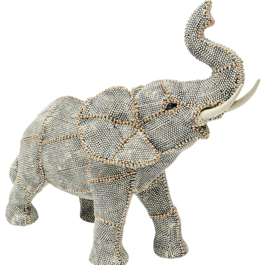 KARE Design Modern Elephant Decor Figurine with Pearls - Small Walking Statue for Home Decoration