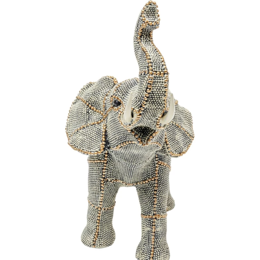 KARE Design Modern Elephant Decor Figurine with Pearls - Small Walking Statue for Home Decoration