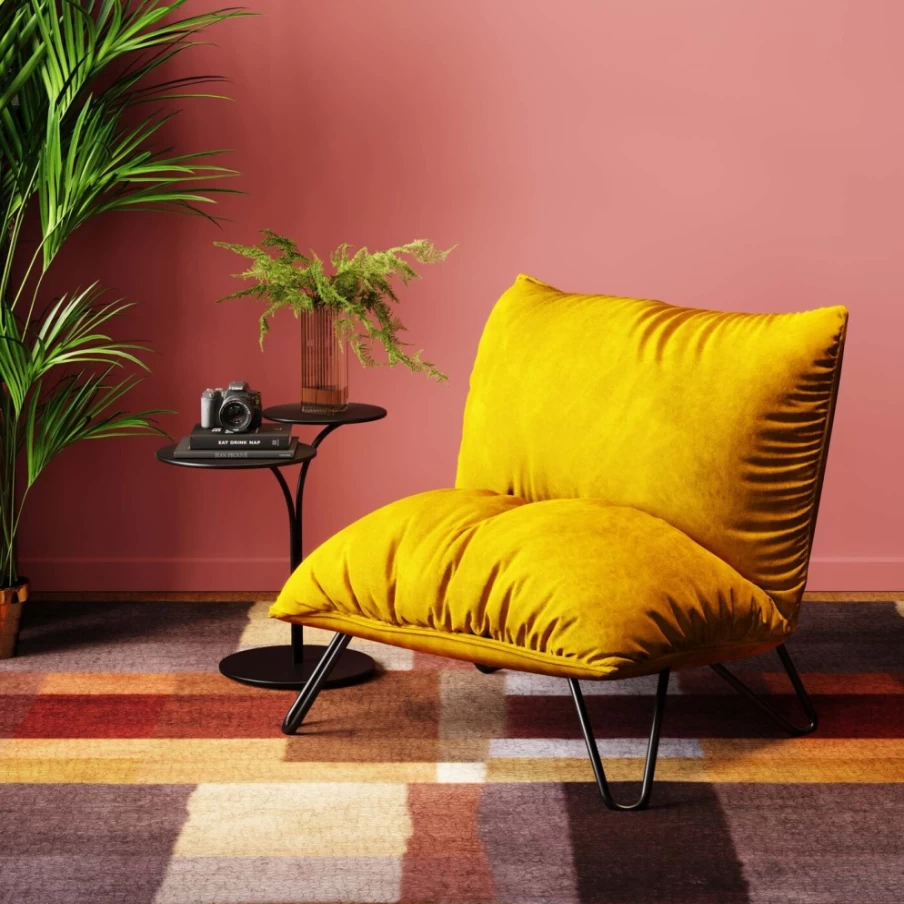 "KARE Design Port Pino Yellow Modern Armchair – Stylish Accent Chair for Living Room"