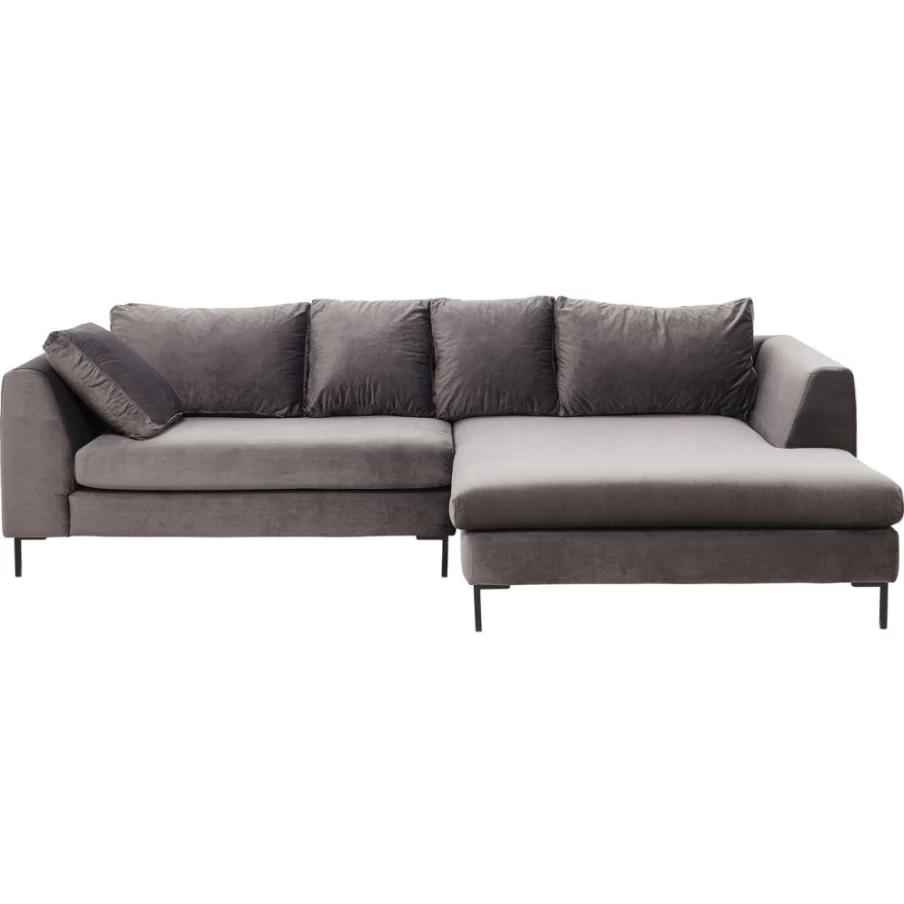 "KARE Design Gianni Velvet Corner Sofa - Grey & Black Right Sectional"