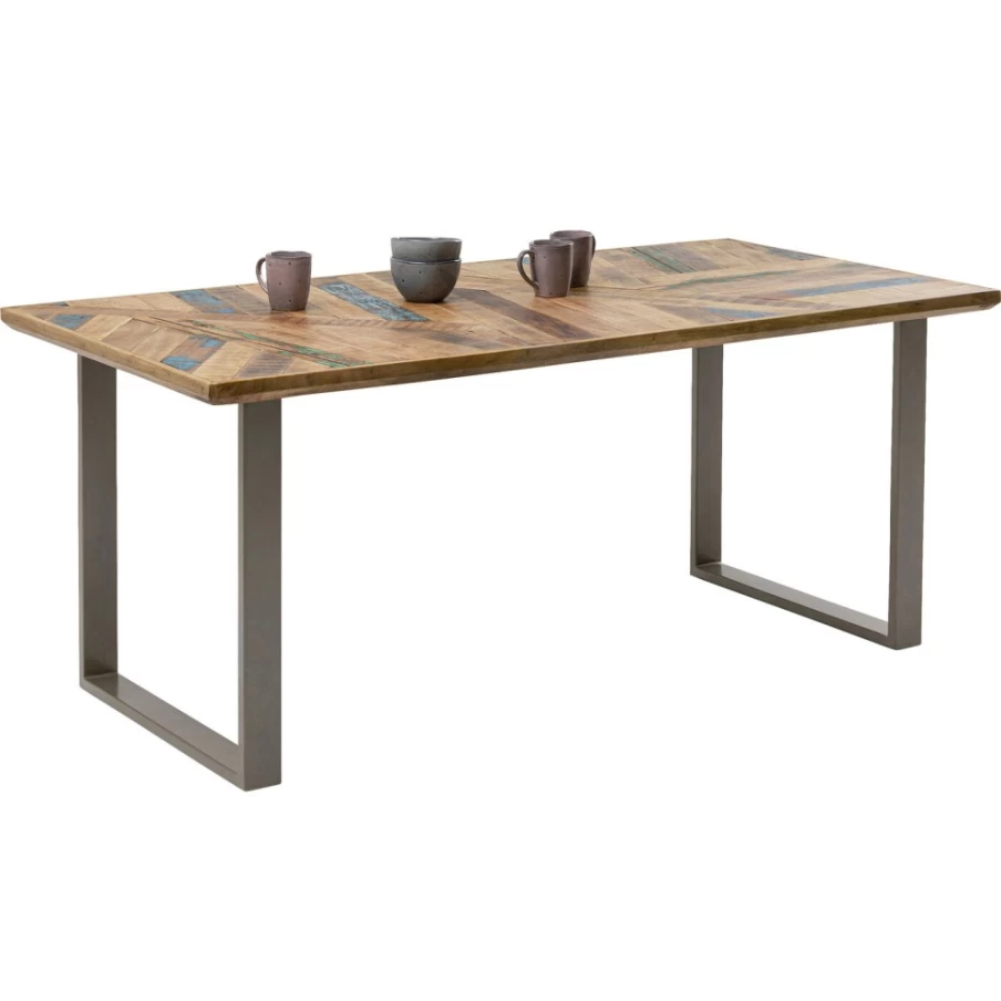 "KARE Design Modern Abstract Silver Dining Table 180x90cm - Stylish Contemporary Furniture"