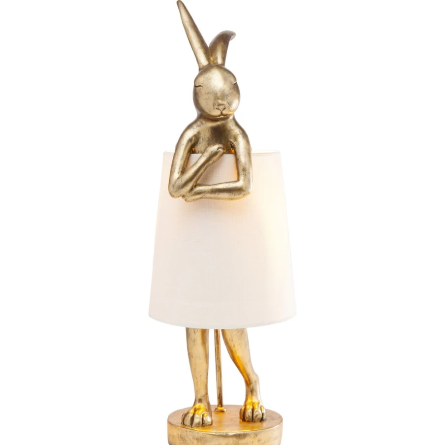 KARE Design Modern Gold and White Rabbit Table Lamp - 68cm Tall Animal Decor Lighting