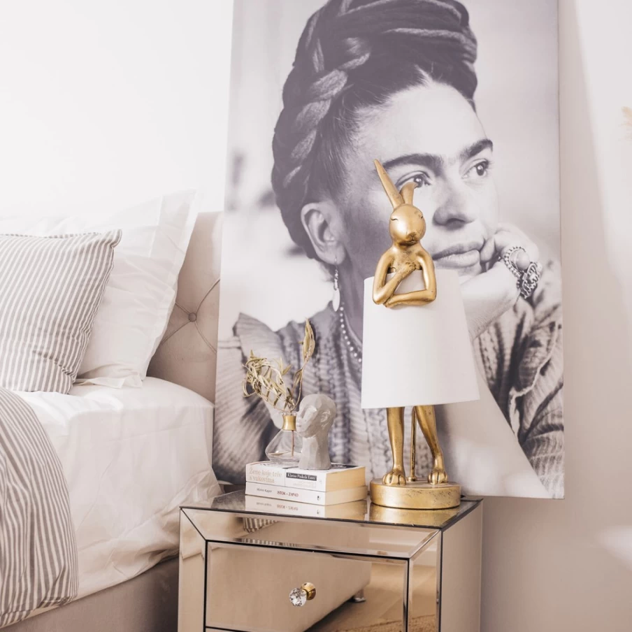 KARE Design Modern Gold and White Rabbit Table Lamp - 68cm Tall Animal Decor Lighting