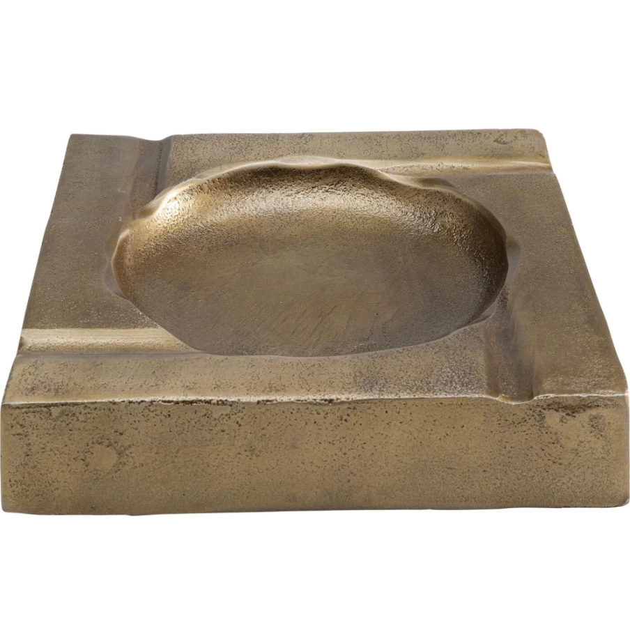 KARE Design Gold Aluminum Classic Ashtray - 20x20cm Modern Smoking Accessory