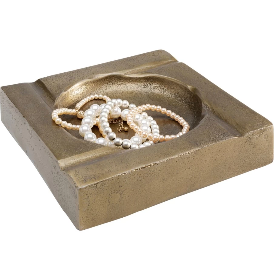KARE Design Gold Aluminum Classic Ashtray - 20x20cm Modern Smoking Accessory