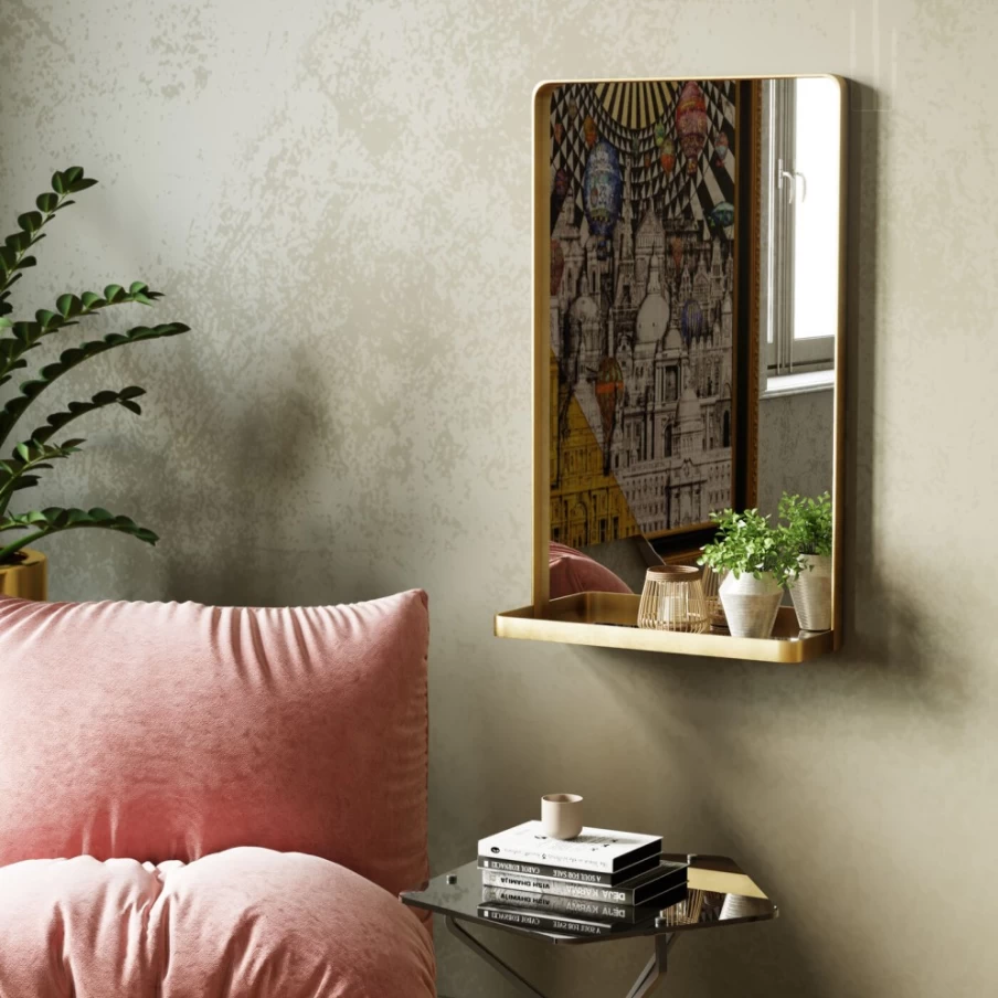 KARE Design Modern Wall Mirror - Curved Frame 80cm x 50cm, Decorative Bathroom & Living Room Mirror