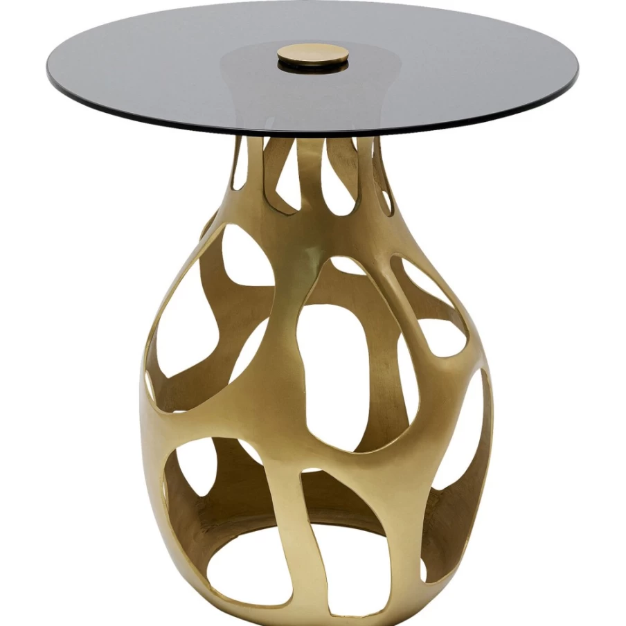 KARE Design Modern Gold Side Table - Volcanic Inspired Round Accent Table, 60cm Diameter