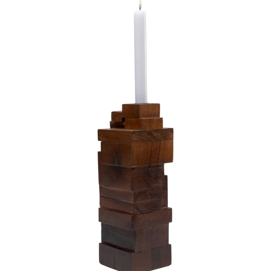 KARE Design Modern Wooden Tetris Candle Holder - 31cm Handcrafted Home Decor