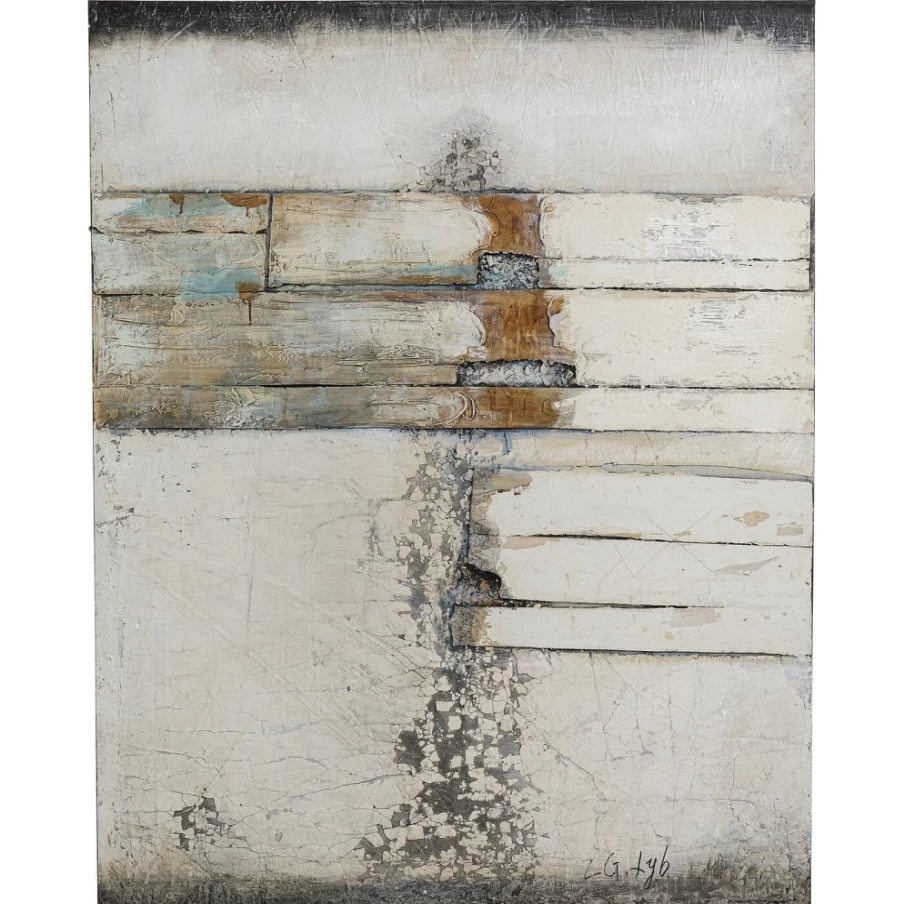 "KARE Design Modern Abstract Acrylic Painting - Grey Line Art, 120x150cm Wall Decor"
