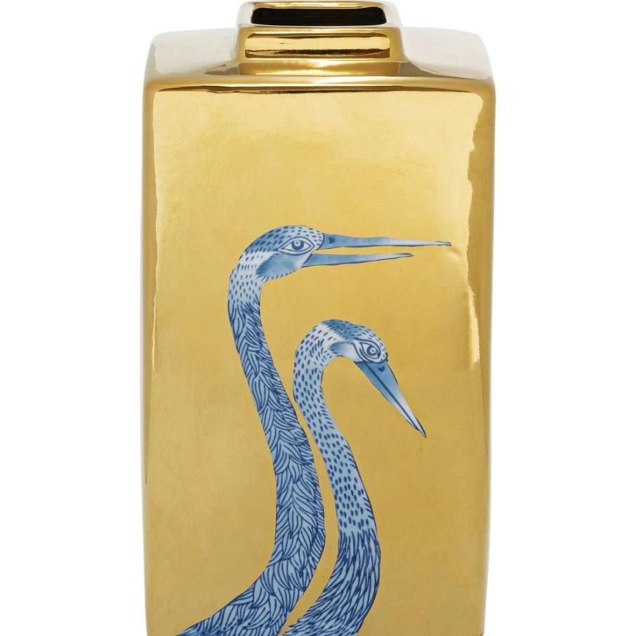 KARE Design Modern Ceramic Vase with Dancing Cranes Pattern - 29cm Home Decor