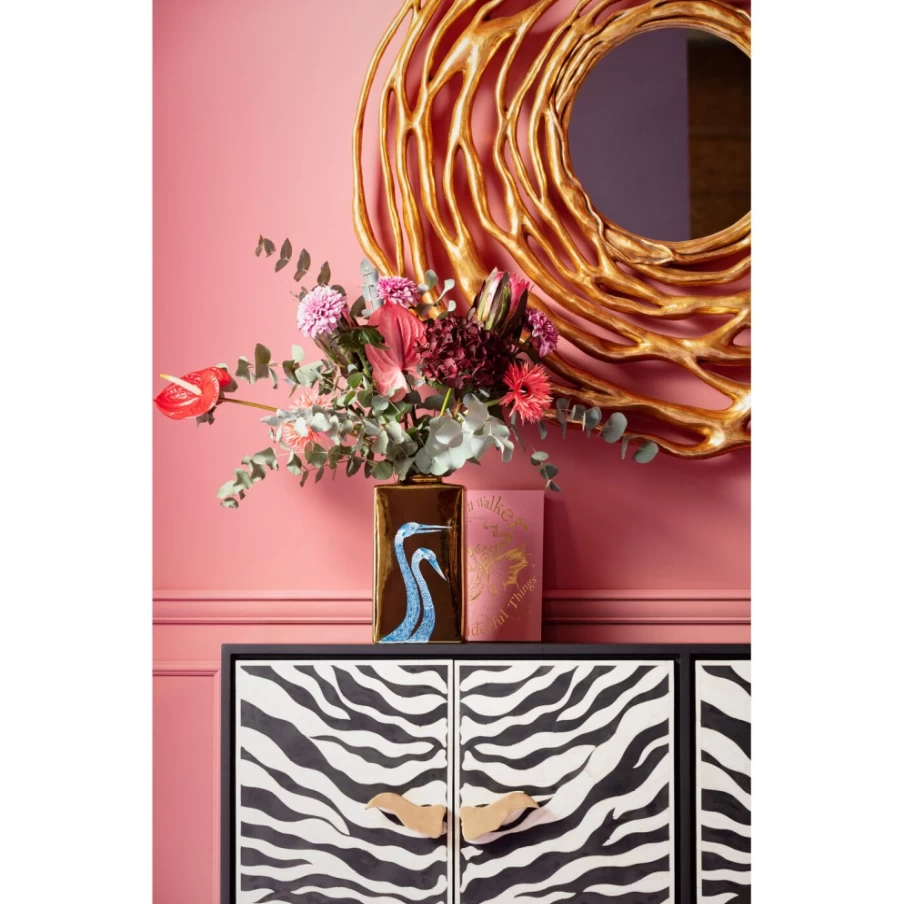KARE Design Modern Ceramic Vase with Dancing Cranes Pattern - 29cm Home Decor