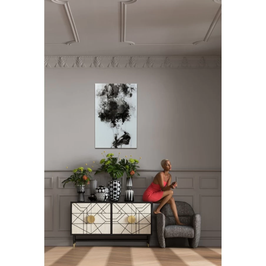 KARE Design Smokey Hair Glass Picture Art 100x150 cm Modern Home Decor Wall Hanging