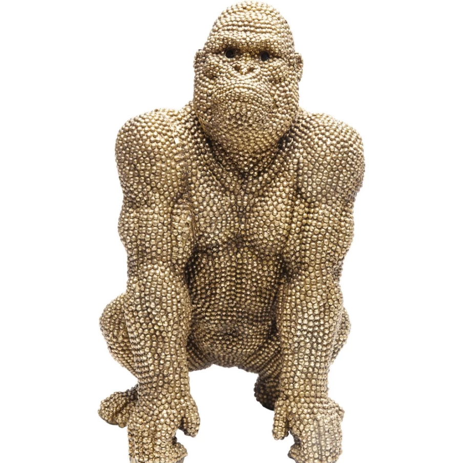 KARE Design Modern Gold Gorilla Statue - 46cm Decorative Figurine for Home & Office