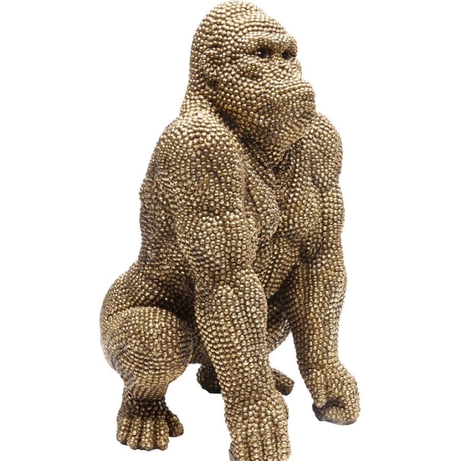 KARE Design Modern Gold Gorilla Statue - 46cm Decorative Figurine for Home & Office