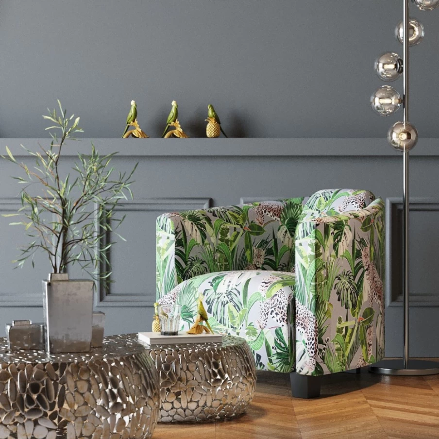 "KARE Design Modern Armchair in Jungle Green – Cigar Lounge Style Comfortable Seating"