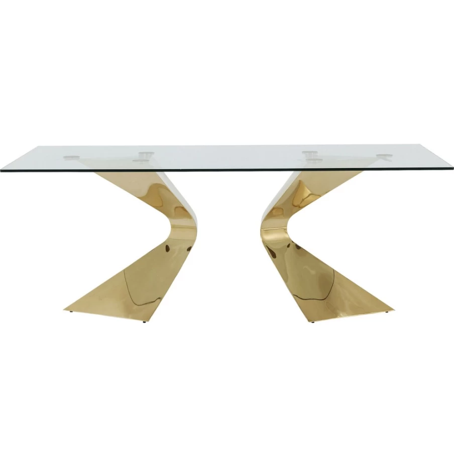 "KARE Design Gloria Gold Dining Table 200 x 100 cm Modern Luxury Rectangular Table"